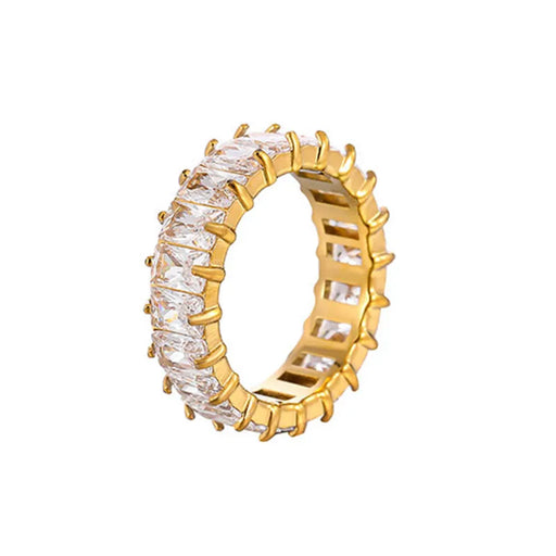 Waterpoof crystal ring gold plated
